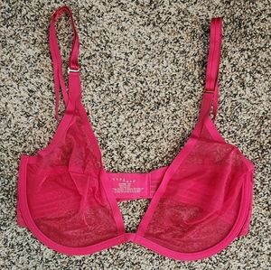Tell Tale Hot Pink Sheer Plunge Bra size 34D